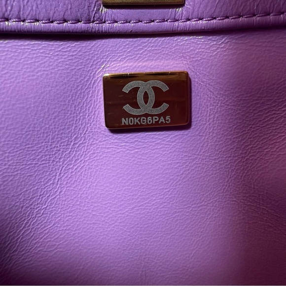 CHANEL Pick Me Up Hobo Small Logo Chain Lambskin Quilted Purple - Picture 13 of 16
